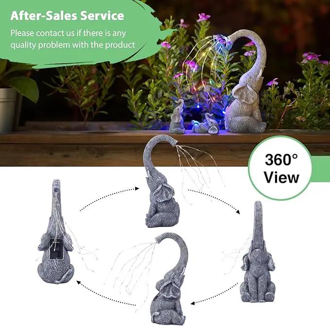 Goodeco Garden Elephant Statue Outdoor - Elephant Gifts with Solar Watering Lights, Siting Elephant Figurine Perfect for Yard, Patio, and Pathway Decor - Ideal Gardening Gifts, photo 3 of 7