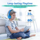 Active Noise Cancelling Headphones for Kids, 60H Playtime, Wireless Bluetooth Over-Ear Blue Headset Built-in Microphone for Home/School/Travel/Party - Includes Portable Case by TinyTreasures Baby Boutique