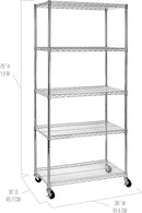 Seville Classics UltraDurable Heavy Duty NSF Solid Steel Wire Rack Storage Unit, Organizer for Garage, Warehouse, Office, Restaurant, Classroom, Kitchen, Steel, 5-Tier Shelving, 36" W x 18" D by CozyNest Decor