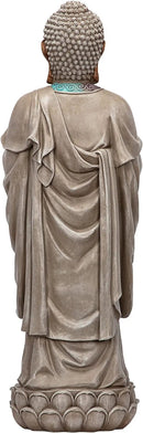 Design Toscano Bodh Gaya Asian Garden Statue, 9 inches wide, 30 inches tall, Cast Stone Resin, Faux Stone & Metallic Finish by GreenHaven Gardens