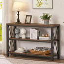 BON AUGURE Rustic Entryway Table, Farmhouse Hallway Table, Console Tables for Entryway, 3 Tier Sofa Tables for Living Room, Industrial Entry Table (47 Inch, Rustic Oak) by CozyNest Decor