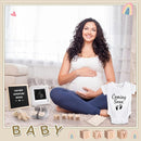 9 Pcs Pregnancy Announcement Set Pregnancy Reveal Ideas Felt Letter Board Baby Bodysuit Booties Photo Frame Bear Plush Wood Blocks for Coming Soon Baby Announcement(Black) by TinyTreasures Baby Boutique