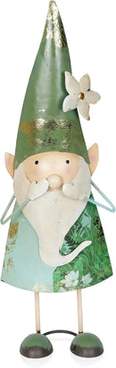 Alpine Corporation - 18" Tall Outdoor Garden Gnome Yard Decoration - Metal Statue with Speak No Evil Expression - Durable, Weatherproof Lawn Sculpture for Patio, Deck, Yard by CozyNest Decor