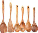 Wooden Kitchen Utensils Set,GUDAMAYE 6 PCE Wooden Spoons for Cooking,Wooden Cooking Utensils,Natural Teak Wooden Spoons For Non-stick Pan by CozyNest Decor