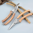 BUGUI Wood Handle Garden Shears, Long Straight Tip, All Steel Construction, Sharp, Well Designed Garden Scissors, 8" by GreenHaven Gardens