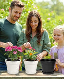 homenote Plant Pots,6 Inch Flower Pots for Plants Plastic Planters for Indoor with Multiple Drainage Holes and Trays, for All Home Garden Flowers Succulents,Outdoor(White&Black,16 Pack) by CozyNest Decor