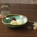 Ceramic Decorative Bowl with Green Glaze, 8'' Small Candy Bowl, Key Dish for Entryway Table, Home Decor Accent, Trinket Tray Holder for Nightstand Ring Gift (8'' Green) by CozyNest Decor