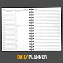 Undated Daily Planner Notebook With Hourly Schedule - Hardcover Appointment Day to do List Notebook for Women & Men - A5(5.7" x 8.3") Spiral Black by TinyTreasures Baby Boutique