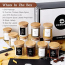 12 Pcs Glass Spice Jars With 296 Spice Labels Preprinted of White and Black Color- 6oz Thicken(2.4mm) Spice Containers With Bamboo Airtight Lids - Empty Small Herb Seasoning Jars by CozyNest Decor