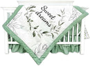 Green Leaf Crib Bedding Set, 4-Piece Baby Boy Bedding Set, Neutral Nursery Bedding Set, Fitted Crib Sheet, Crib Skirt, Baby Quilt, and Diaper Stacker, Sage by TinyTreasures Baby Boutique
