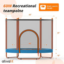 Ativafit 60'' Rebounder Trampoline Indoor Outdoor for Kids Ages 1-8, 5 FT Recreational Toddler Trampoline with Safety Enclosure Net Gifts with Basketball Hoop Dartboard Ocean Bal by TinyTreasures Baby Boutique