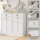 Loomie Double Tilt Out Laundry Hamper Cabinet, Hidden Laundry Cabinet with 2 Drawers & 2 Baskets, 30 Gallon Trash Can for Bathroom, Kitchen, White by CozyNest Decor