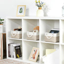 Bidtakay Small Baskets Fabric Storage Baskets for Organizing 3-Pack 12x8x5 Inch Collapsible Storage Bins for Shelves Canvas Bins for Closet Organization Baskets Storage Linen Closet S-White&Beige by TinyTreasures Baby Boutique
