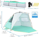 WolfWise Pop Up XL Beach Tent 99" Wide for 4-6 Person UPF 50+ Portable Instant Sun Shelter Canopy Umbrella with Extended Zippered Porch by TinyTreasures Baby Boutique