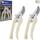 BUGUI Bypass Garden Pruning Shears - 2 Pack, Ultra Lightweight Hand Pruners Make Cut Smooth & Clean, Professional Gardening Scissors for Cutting Live Flowers, Plants, Light Branches by GreenHaven Gardens