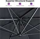 PURPLE LEAF 10 Feet Patio Umbrella Outdoor Cantilever Round Umbrella Aluminum Offset Umbrella with 360-degree Rotation for Garden Deck Pool Patio, Grey by GreenHaven Gardens