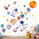 Outer Space Wall Stickers for Kids: Peel and Stick Astronaut Planets Rocket Wall Decals - Wall Art Decor Kids Supplies Ages 1 2 3 4 5 6 7 8 9 10 11 12 Year by TinyTreasures Baby Boutique