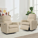 Swivel Rocker Recliner, Oversized Power Recliner Nursery Glider with Removable Cushion, Upholstered Swivel Reclining Chairs for Nursery Living Room Bedroom, Corduroy Camel by TinyTreasures Baby Boutique