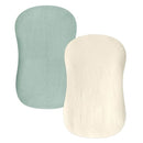 Hooyax Baby Lounger Cover 2 Pack - 100% Muslin Cotton Newborn Lounger Pillow Covers Only, Soft Breathable Infant Lounger Cover with Reinforced Stitching, Fits Most Standard Baby Loungers (Green Wheat) by TinyTreasures Baby Boutique