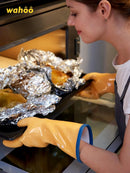 LANON Protection Wahoo Liquid Silicone Smoker Oven Gloves, Food-Contact Grade, Heat Resistant Gloves for Cooking, Grilling, Baking, Yellow, L/9 by GreenHaven Gardens