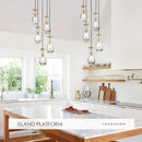 5-Light Raindrop Pendant Light Fixtures, Brass Glass Pendant Lighting, Teardrops Modern Hanging Light for Entryway Foyer Kitchen Island Dining Living Room Hallway by CozyNest Decor