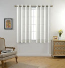 MIUCO Moroccan Embroidery Semi Sheer Curtains Faux Linen Grommet Curtains for Bedroom 52 x 63 Inch 2 Panels, Off White by CozyNest Decor