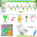 Couah 30 LED 16Ft Summer Beach Hawaiian String Lights - 8 Modes & Timer - Flamingo Pineapple Palm Tree Fairy Lights - Battery Operated for Tropical Party Pool Decorations by CozyNest Decor