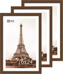 VCK 16x24 Picture Frame 3 Pack, Brown Wood Poster Frame with Exclusive Wood Grain, Wall Mounting Hanging by CozyNest Decor