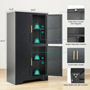 SISESOL Black Storage Cabinet with 4 Doors and 2 Adjustable Shelves,Farmhouse Food Pantry Cabinets,Small Bathroom Cabinet,4 Tier Metal Storage Cabinets for Home Kitchen,Dining/Living/Laundry/Room by CozyNest Decor