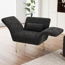 Txtin's Comfy Accent Chair Reading Chair for Bedroom Cozy Wing Arm Living Room Single Sofa Chair with Angle Adjustable Arms Black Corduroy Easy Assembly by CozyNest Decor