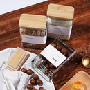 27 oz Glass Storage Jars with Bamboo Lid, set of 6, glass canisters with airtight lids, Clear jars with lids for Cookie, Candy, Tea, Coffee Bean and Rice (White) by CozyNest Decor