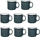 Set of 8 Ceramic Campfire Mugs – 15 Oz, Gray – Coffee & Tea Cups for Home, Work, Travel, Camping – Customizable, Great for DIY, Events, Companies by CozyNest Decor