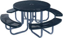 Heavy-Duty Portable Outdoor Picnic Table with Umbrella Hole, Punched Steel Commercial-Grade Patio Furniture Made in America (46" Round Top, Dark Blue with Dark Blue Frames) by GreenHaven Gardens