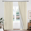 Joydeco 100% Blackout Pleated Curtains, Linen Window Curtains 2 Panel Sets 108 inches Long, Thermal Insulated Darkening Drapes for Bedroom(Linen,40'' Wx108'' L) by CozyNest Decor