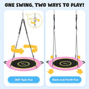Hapfan 40" Saucer Tree Swing for Kids and Adults, Disc Round Swing for Kids Outdoor with Swivel, UV-Resistant Textilene Fabric, 700 lb Weight Capacity, 9.8 FT Hanging Straps, 2-Year Warranty(Pink) by TinyTreasures Baby Boutique