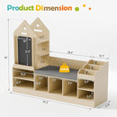 MU Kids Bookshelf with Reading Nook, Wooden Toy Storage Organizer with Chalkboard and Bench, Kids Reading Nook for Boys & Girls, Toddler Toy Shelf for Bedroom, Nursery, Playroom, Natural Oak by TinyTreasures Baby Boutique