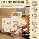 Wooden Baby Walker, 3-in-1 Baby Push Walker, with Pretend Kitchen, Montessori Sensory Activity Center, Push Walker Toys for Babies Learning to Walk, Sit-to-Stand by TinyTreasures Baby Boutique