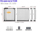 Wide Baby Gate 67-71.5 Inch Heavy Duty Steel Safety for Stairs, Pressure-Mounted Indoor Dog, No Drilling, Modern Home Design, Black by TinyTreasures Baby Boutique