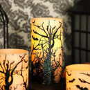 Halloween Decor Flameless Candles Set of 3 Black Spooky Bats Decal Flickering Candles Battery Operated with Remote Real Wax LED Pillar Candles for Halloween Party Horrible Theme Decor by GreenHaven Gardens