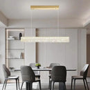 Rectangle Crystal Chandelier Modern Gold Crystal Chandelier Rectangular Pendant Lighting Fixture for Dining Room Kitchen Island Bedroom (L 40") by CozyNest Decor