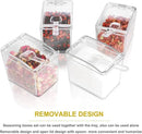 Clear Seasoning Box 4 PCS/Set, Acrylic Seasoning Rack Seasoning Storage Container Condiment Jar Spice Box Spice Jar Spice Pot Spice Rack with Spoon & Lid & Tray for Salt Pepper Sugar (