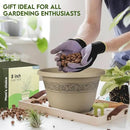 8 Inch Plant Pots with Drainage Hole - Lightweight Flower Pots for Herbs and Flowers - Home Decor Plastic Planters for Indoor Outdoor Plants- Pack of 6 (Brown, 8 inch) by GreenHaven Gardens