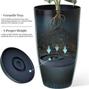 KOL 2-Pack 23.5" Plastic Planters, Gradient Blue Glossy Large Tall Plant Pots, Lightweight Decorative Flower Containers with Drainage Hole & Dual-Purpose Saucer – Indoor & Outdoor Use Front Porch by CozyNest Decor