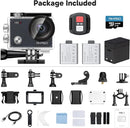 AKASO V50X Native 4K30fps WiFi Action Camera with EIS Touch Screen 4X Zoom 131 feet Waterproof Camera Support External Mic Remote Control with Helmet Accessories (with 64GB MicroSD Card) by TinyTreasures Baby Boutique