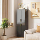 Tall Storage Cabinet with Doors & Shelf for Bathroom, Living Room, Entryway - Black by CozyNest Decor