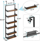 bukfen Over the Door Pantry Organizer, 6-Tier Adjustable Wooden Basket Kitchen Pantry Door Organization and Storage, Heavy-Duty Metal Hanging Kitchen Spice Rack,D6.3 x W17.71 x H50.60 inch,1 Pack by CozyNest Decor