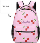 Cherry on Pink Custom Kids Backpack 16.5 Inch for Boy Girl, Personalized Waterproof Child School Travel Bag with Name by TinyTreasures Baby Boutique