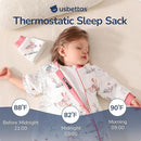 Baby Sleep Sack 3-6 Months, Cotton Detachable Long Sleeve Sleep Sack, 2.5 Tog Toddler Sleeping Sack with Temperature Strips, 2-Way Zipper Wearable Blankets for Newborns, Bunny by TinyTreasures Baby Boutique