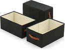 linen closet organizers and storage, 3 Pack Large Storage Baskets, Washable, Clothing Storage Bins with Handle, Closet Organizer for Storage Sweater,Sheets (Black, 18½"x11"x8½") by CozyNest Decor