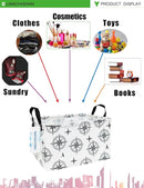 LANGYASHAN Rectangular Storage Bin Collapse Canvas Fabric Cartoon Storage Basket with Handles for Organizing Home Kitchen Boys and Girls Toys Office Closet Shelf Baskets (Rec Black Compass) by TinyTreasures Baby Boutique